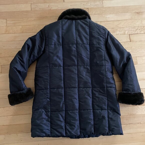 Y2K Jaclyn Smith Faux Fur Trim Quilted Coat | Women’s L | Mob Wife Old Money - Picture 3 of 8